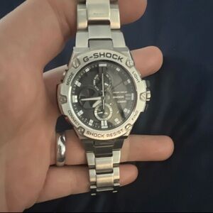 G-Shock GSTB100D Stainless Steel Watch with Black Dial